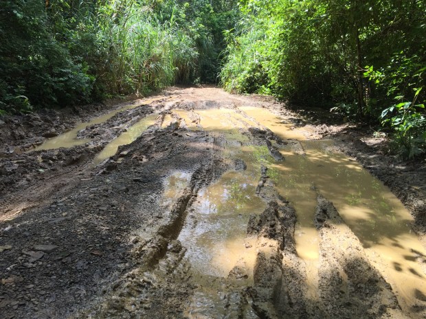 Muddy road on Pipeline Road Panama